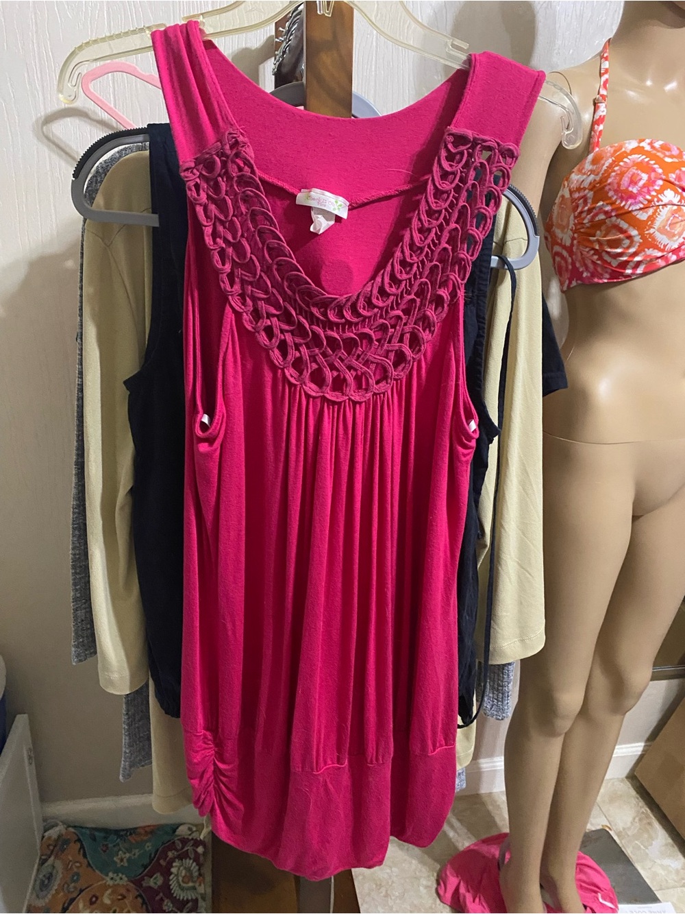 Check It Out Plus Bright Fuchsia Sleeveless Top